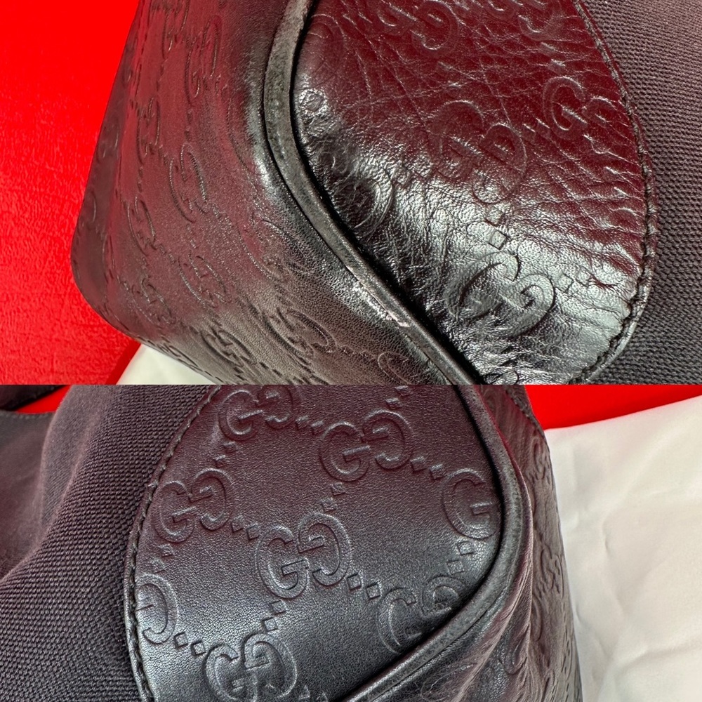 GUCCI Vintage Black Canvas & Leather Hobo Bag 100% Authentic - Picture 11 of 13